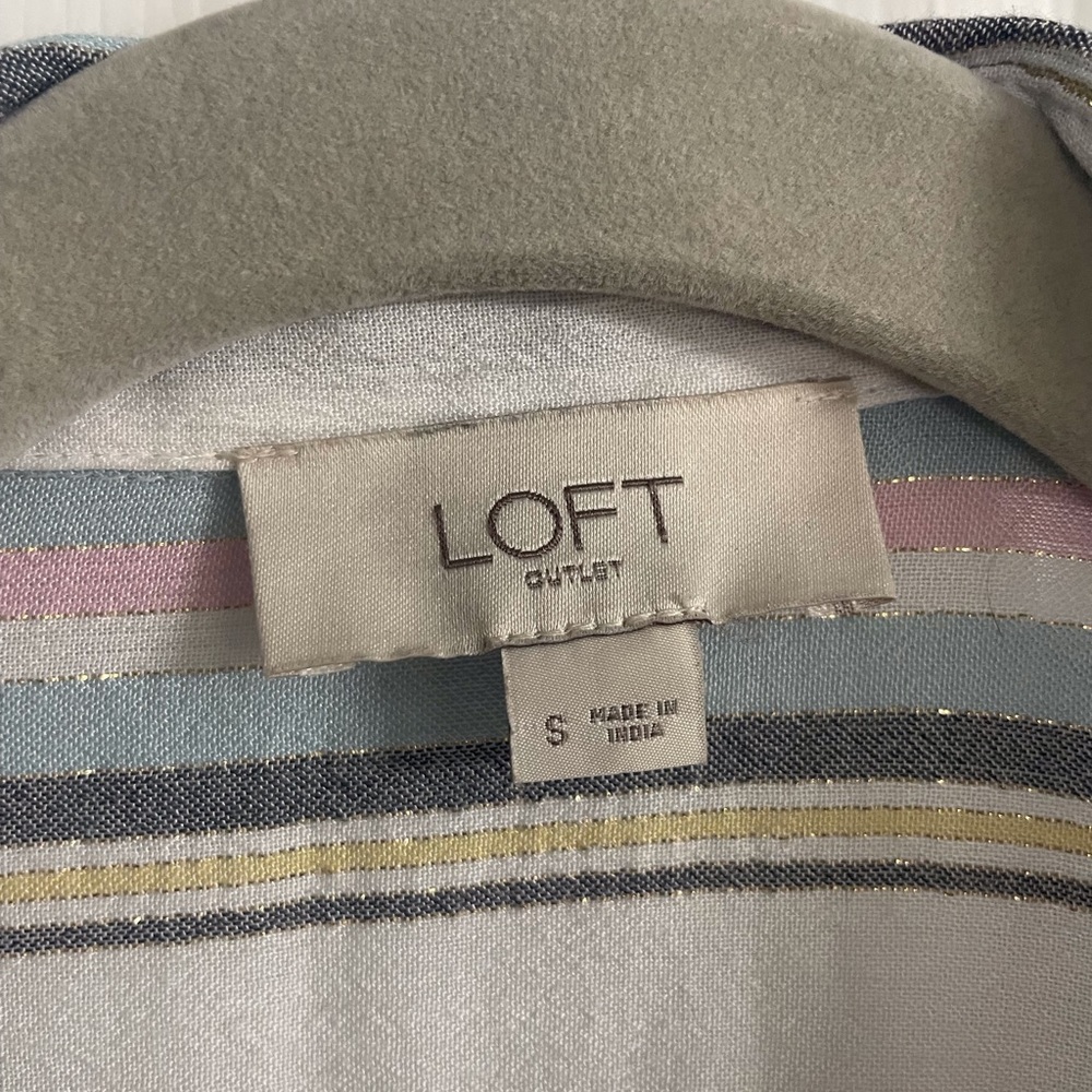 Loft Striped Button Down, Size S - image 3